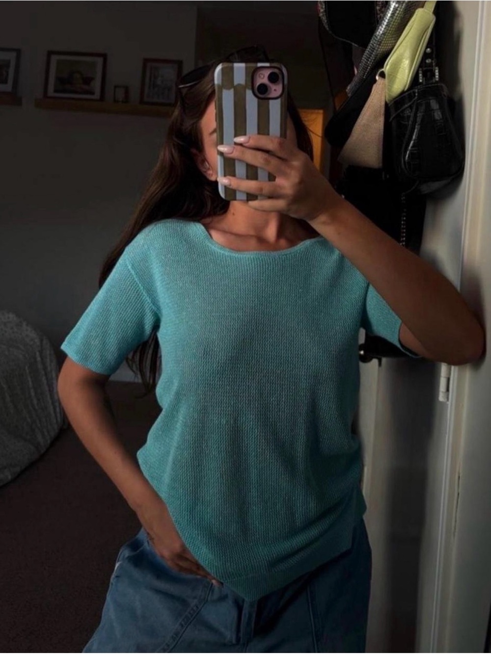 Vintage 2004 Chicos Short Sleeve Knit Top in Blue